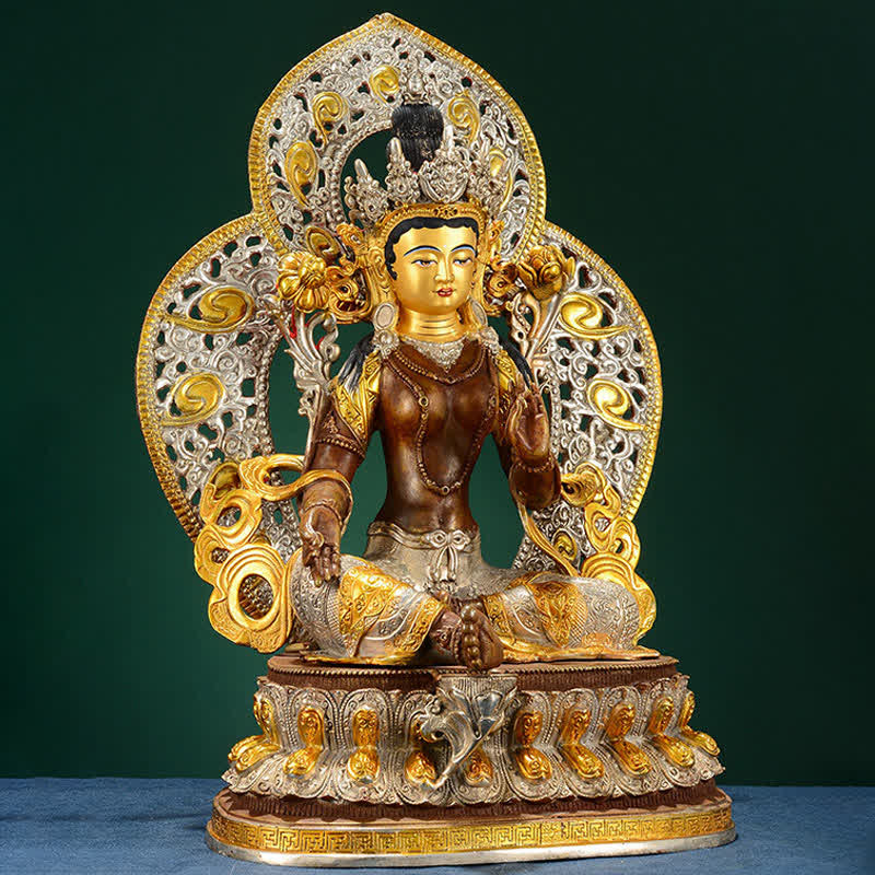 Bodhisattva Green Tara Hope Copper Statue Decoration - Image 3