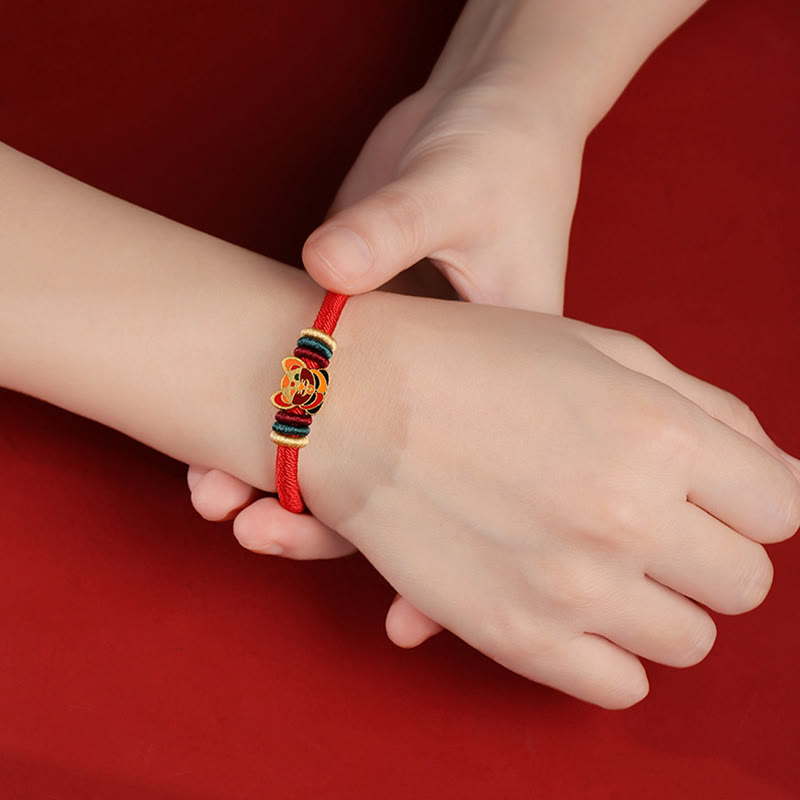 Handmade 925 Sterling Silver Year of the Dragon Cute Chinese Zodiac Luck Braided Red Bracelet - Image 11