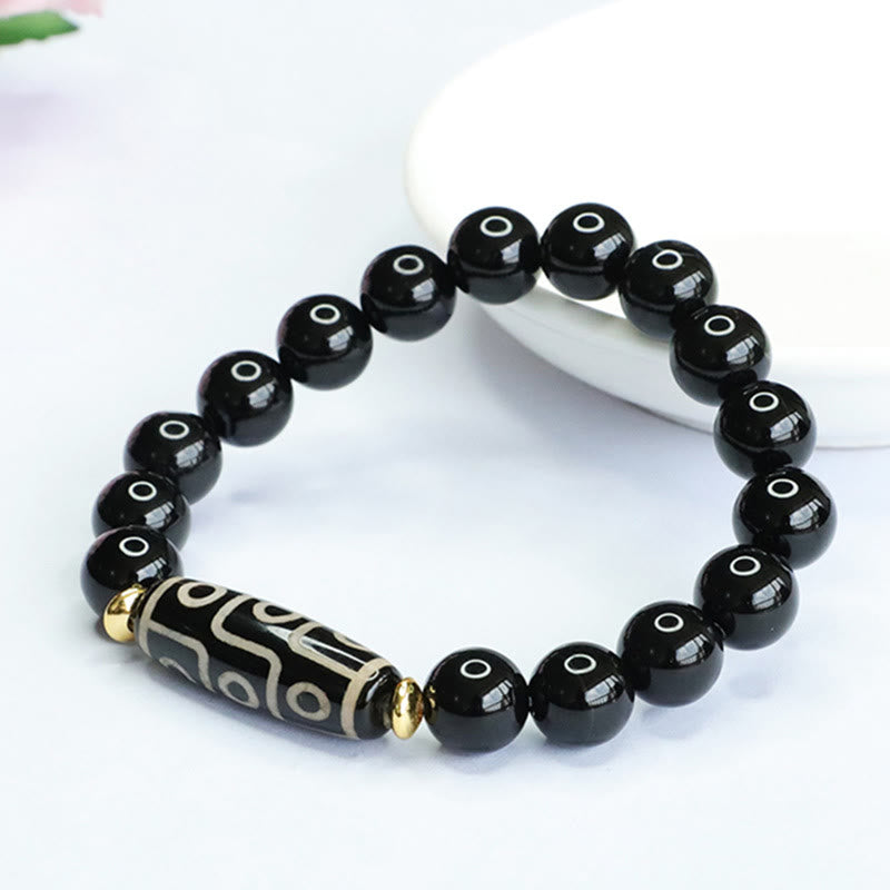Tibetan Nine-Eye Dzi Bead Black Onyx Power Bracelet - Image 6
