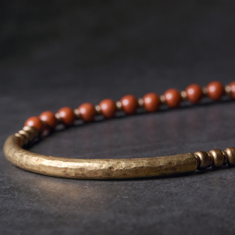 Red Jasper Moss Agate Black Obsidian Crystal Copper Peace Couple Bracelet - Image 8