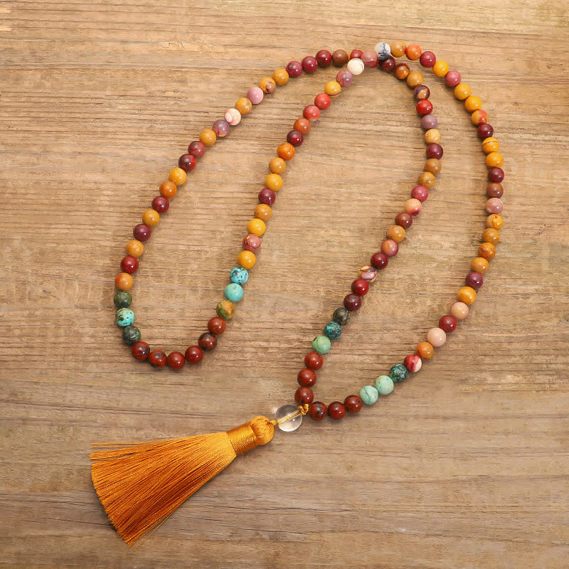 108 Mala Beads Mookaite Emotional Growth Bracelet Tassel Necklace Pendant - Image 7