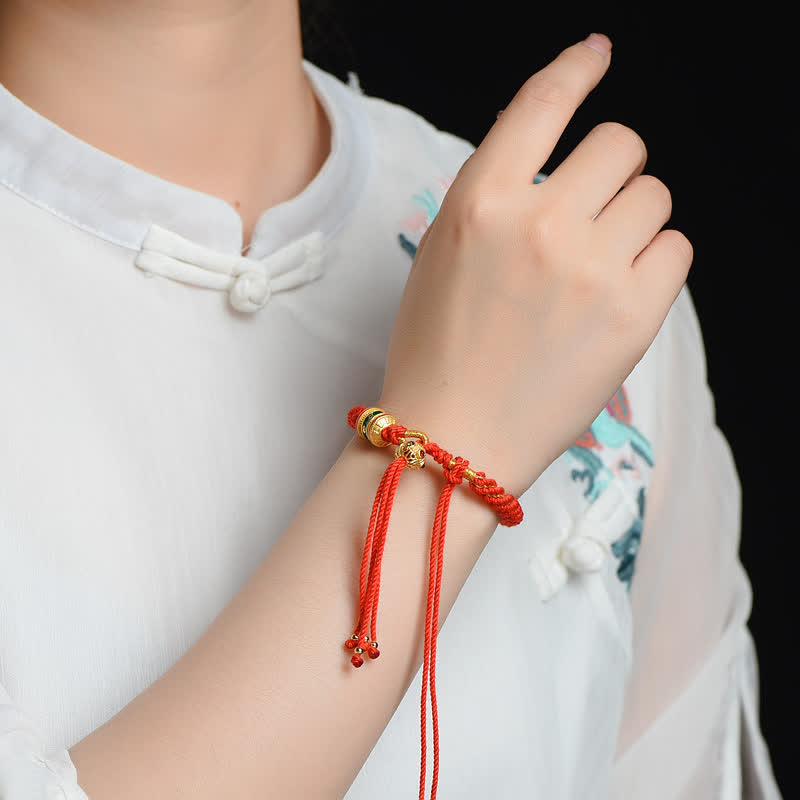 Tibetan Handmade Luck Prayer Wheel Bead Charm Weave Colorful String Bracelet - Image 5
