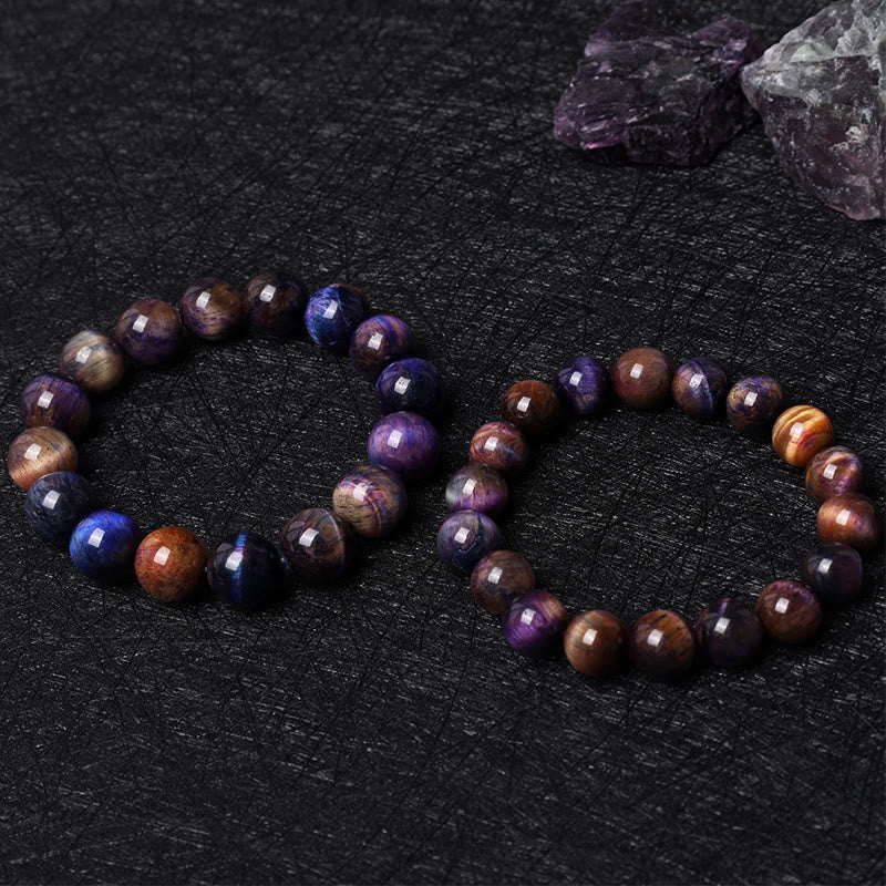 Natural Purple Tiger Eye Protection Strength Bracelet - Image 12
