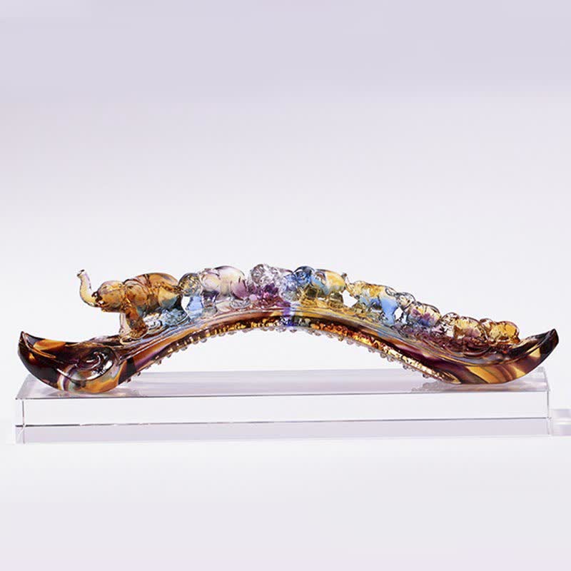 Handmade Liuli Crystal Ruyi Elephant Art Piece Home Decoration With Crystal Base - Image 9