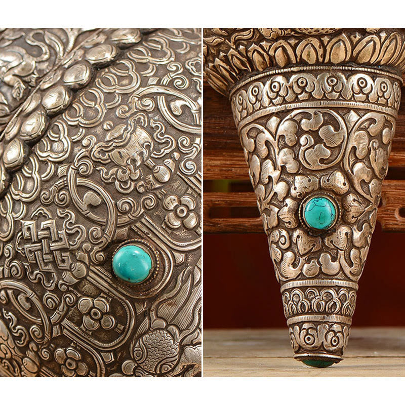 Tibetan Handmade Natural Shankha Engraved Eight Auspicious Symbols Conch Shell Lucky Home Decoration - Image 8