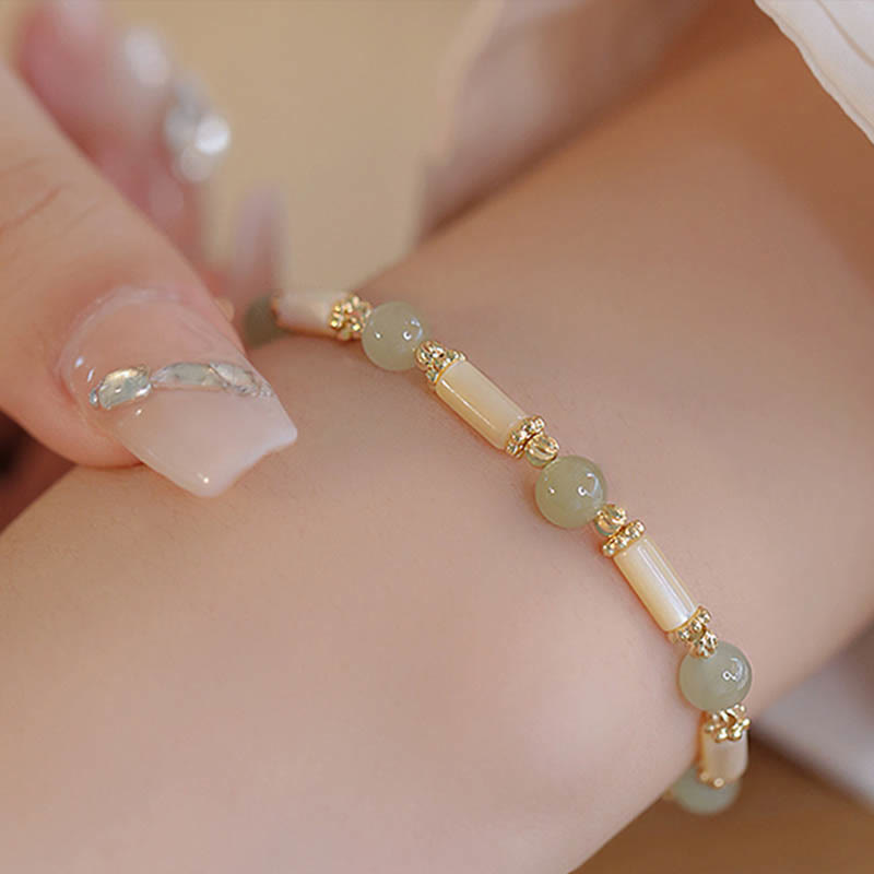 Tridacna Stone Red Agate Hetian Jade Blessing Bracelet - Image 3