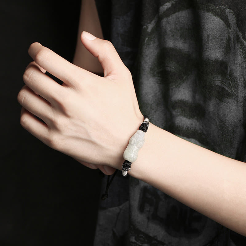 Handmade Natural Jade PiXiu Luck Prosperity Braided String Bracelet - Image 10