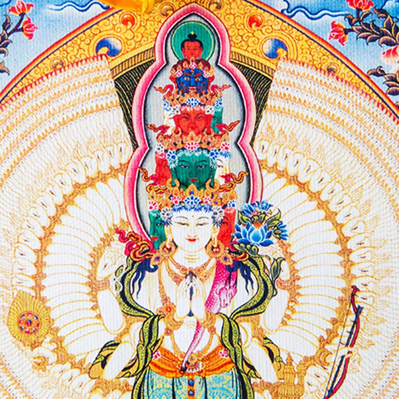 Tibetan Thousand-handed Avalokitesvara Framed Thangka Blessing Decoration - Image 11