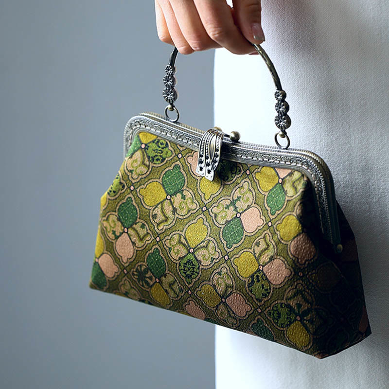 Green Leaves Handbag Metal Chain Crossbody Bag Shoulder Bag Cellphone Bag - Image 8