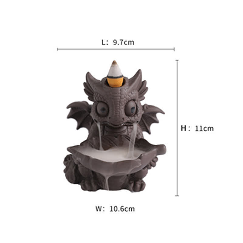 Lovely Dinosaur Purple Clay Backflow Smoke Fountain Healing Incense Burner Decoration - Image 9