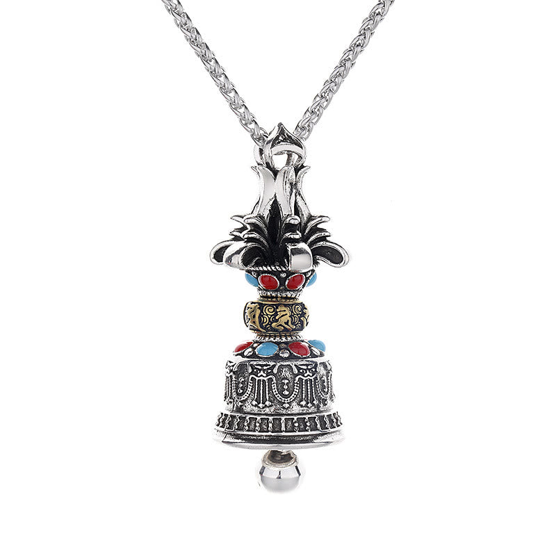 Tibetan Om Mani Padme Hum Dorje Vajra Bell Strength Necklace Pendant - Image 4