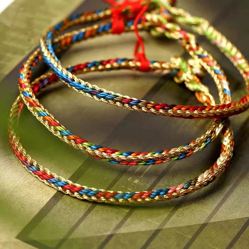 925 Sterling Silver Fu Character Zongzi Pattern Multicolored String Luck Handmade Braided Bracelet - Image 15