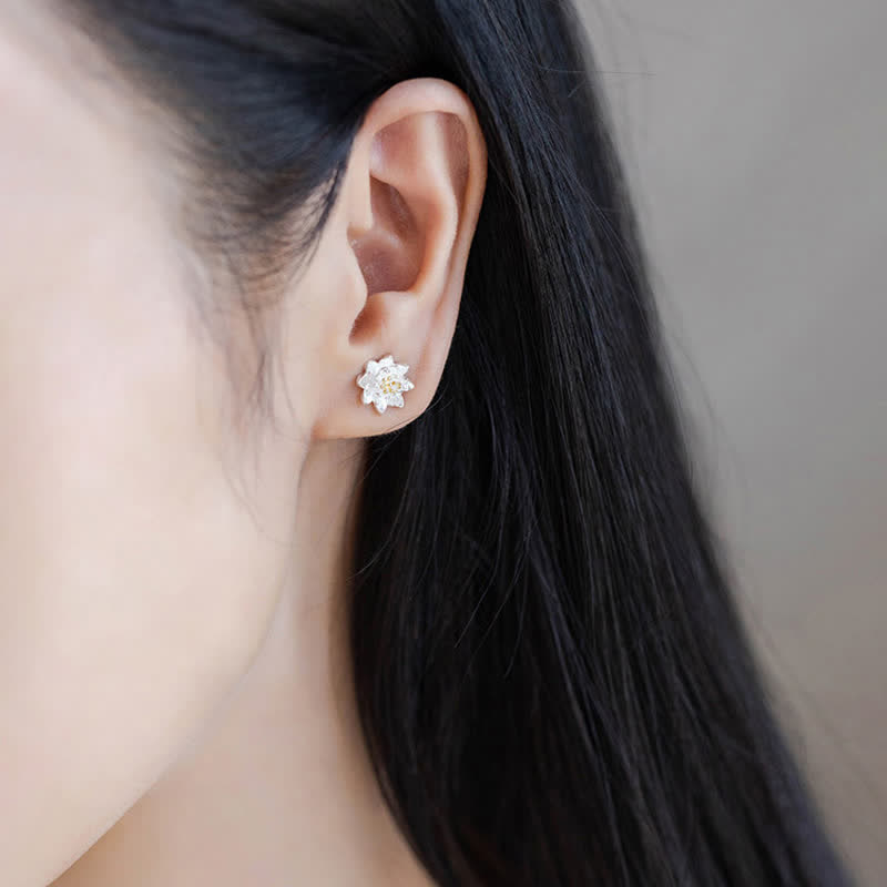 925 Sterling Silver Lotus Flower Balance Earrings - Image 5