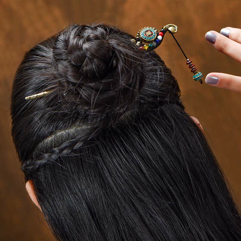 Tibetan Turquoise Agate Protection Hairpin Decorations - Image 6