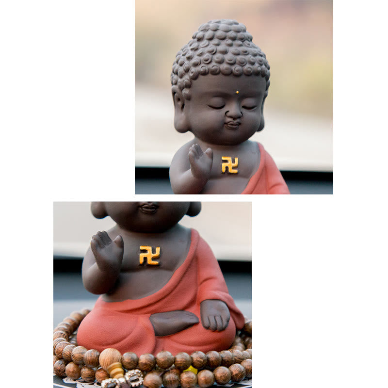 Small Buddha Serenity Purple Clay Home Desk Decoration - Image 15