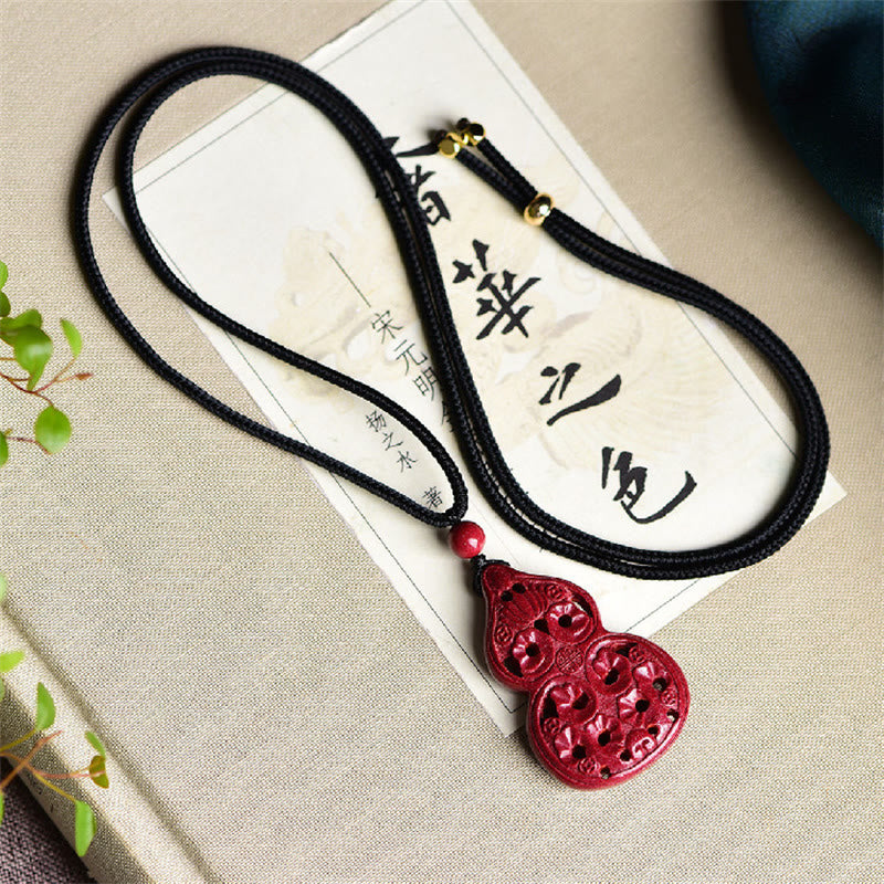 Laughing Buddha Yin Yang Chinese Zodiac Gourd Natural Cinnabar Blessing Necklace Pendant - Image 25