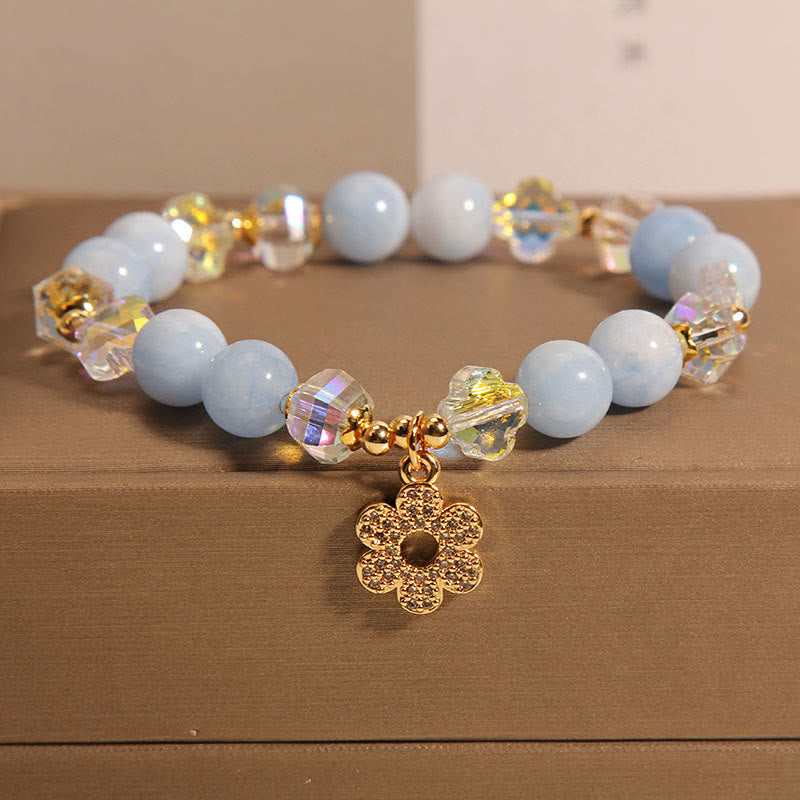 Natural Aquamarine Flower Healing Crystal Bracelet