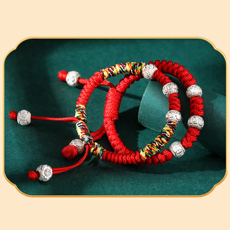 925 Sterling Silver King Kong Knot Multicolored Red String Strength Handmade Braided Kids Child Bracelet - Image 13