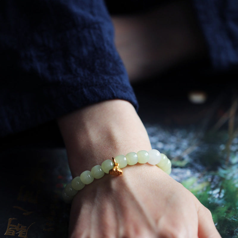Jade Lotus Abundance Adjustable Bracelet - Image 4