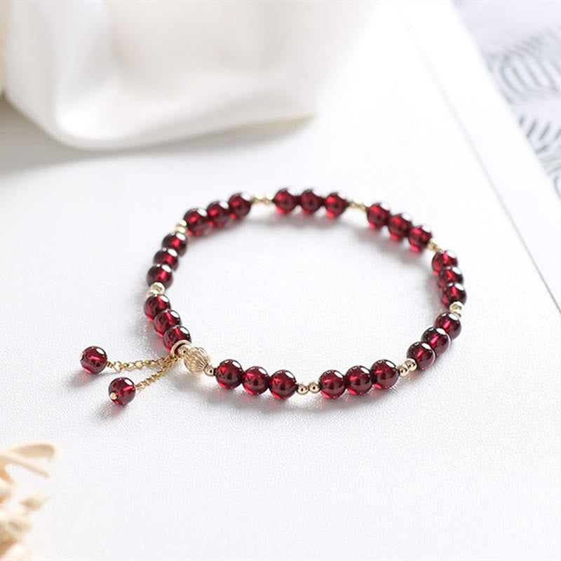 14K Gold Plated Alloy Natural Garnet Calm Bracelet