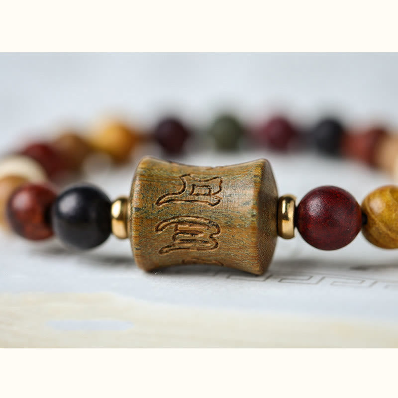Tibet Multicolored Sandalwood Om Mani Padme Hum Protection Bracelet - Image 8