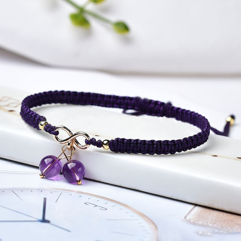 Natural Strawberry Quartz Amethyst Green Phantom Bead Positive Bracelet - Image 21