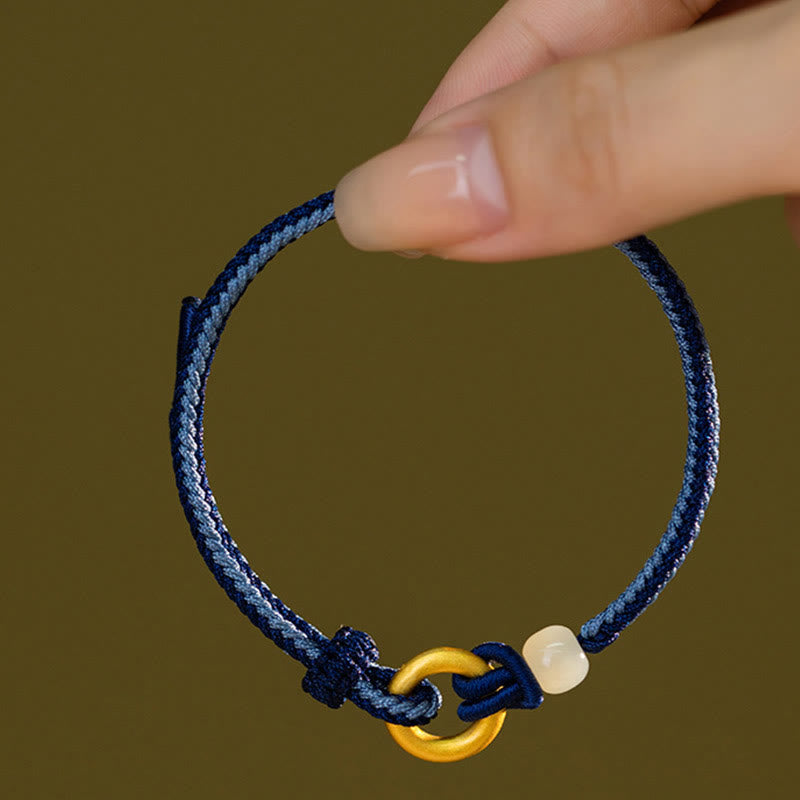 999 Sterling Silver Peace Buckle Hetian Jade Rope Fortune Bracelet - Image 8