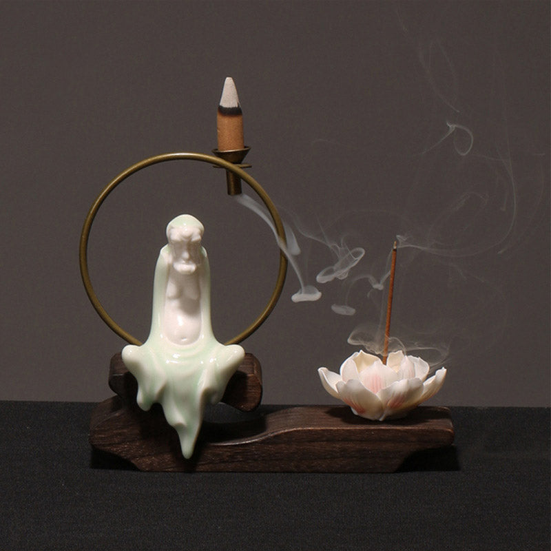 Ceramic Lotus Healing Meditation Incense Burner Decoration - Image 18