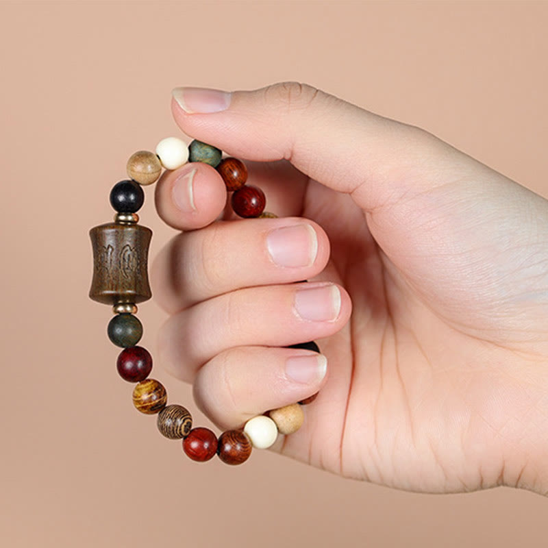 Tibet Multicolored Sandalwood Om Mani Padme Hum Protection Bracelet - Image 6