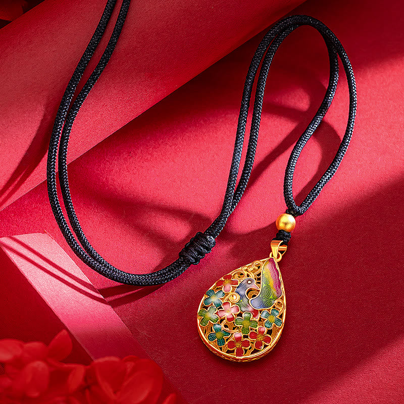 Colorful Phoenix Flower Luck Strength Necklace Pendant