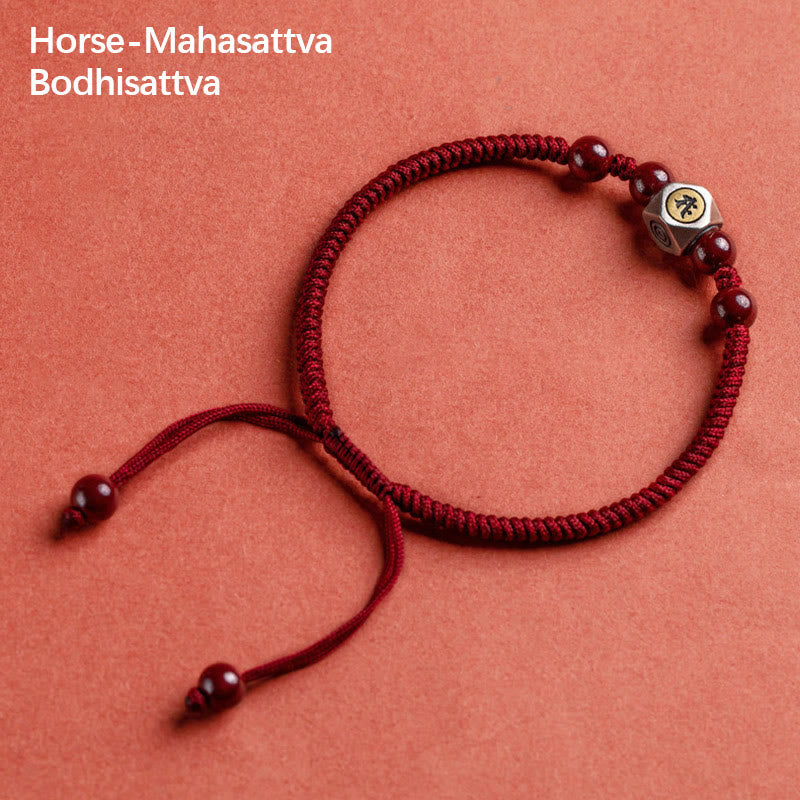 925 Sterling Silver Chinese Zodiac Natal Buddha Cinnabar Calm Bracelet - Image 18