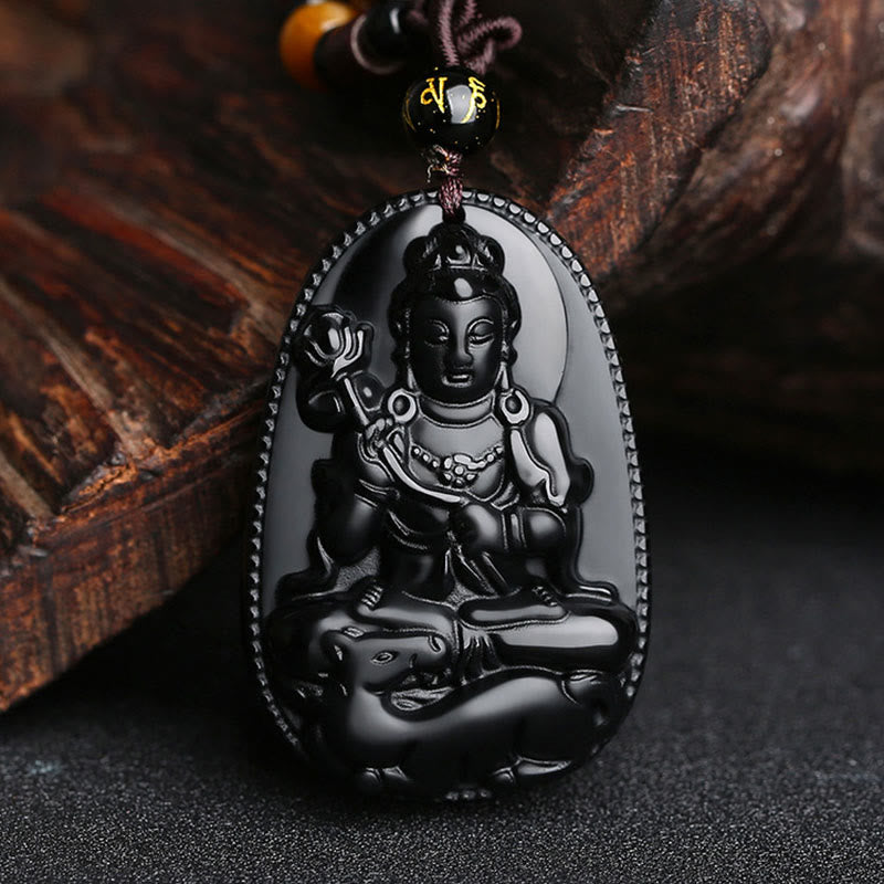 Chinese Zodiac Natal Buddha Natural Black Obsidian Purification Necklace Pendant - Image 20