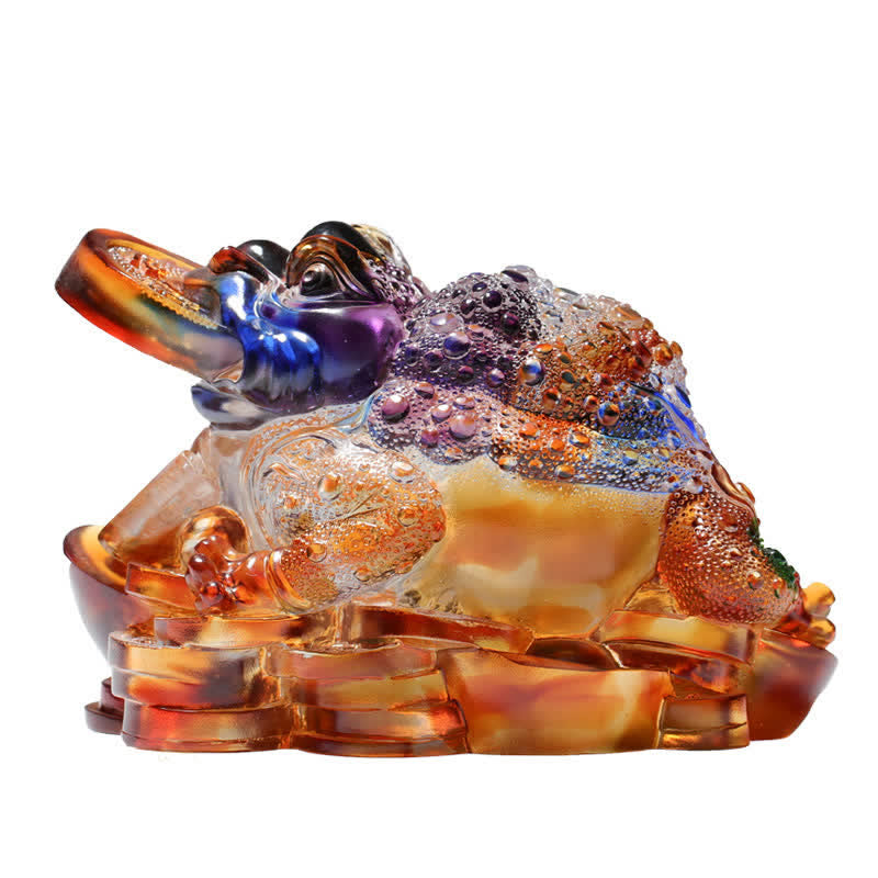 Feng Shui Frog Handmade Liuli Crystal Art Piece Wealth Home Office Decoration - Image 15