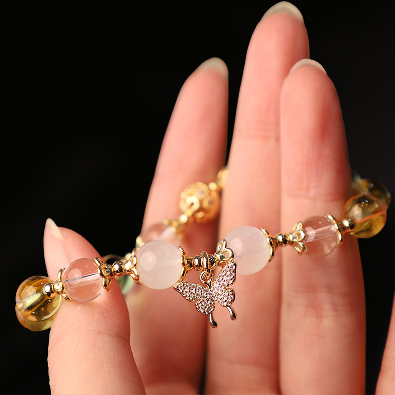 Citrine Moonstone Butterfly Charm Prosperity Protection Bracelet - Image 7