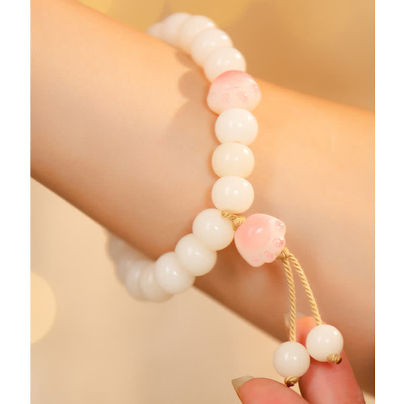 Natural Bodhi Seed Lovely Paw Lucky Cat Paw Peace Bracelet - Image 6