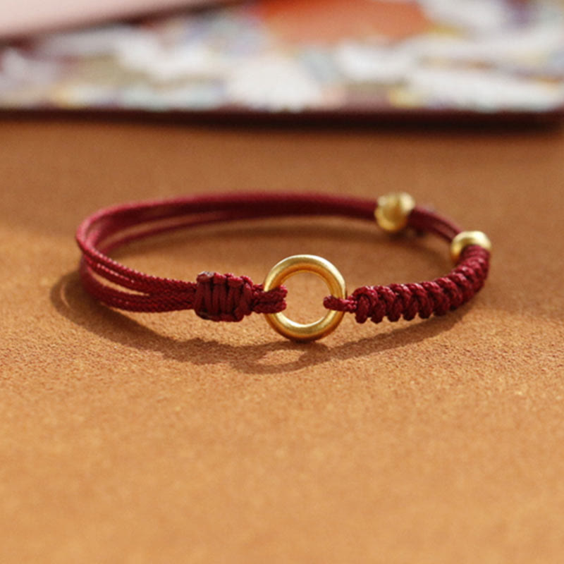 Alloy Peace Buckle Luck Red String Bracelet - Image 10