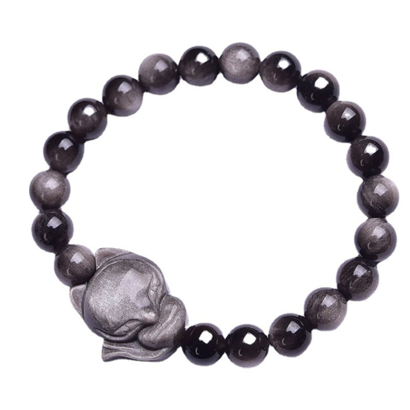 Natural Silver Sheen Obsidian Fox Protection Bracelet - Image 7