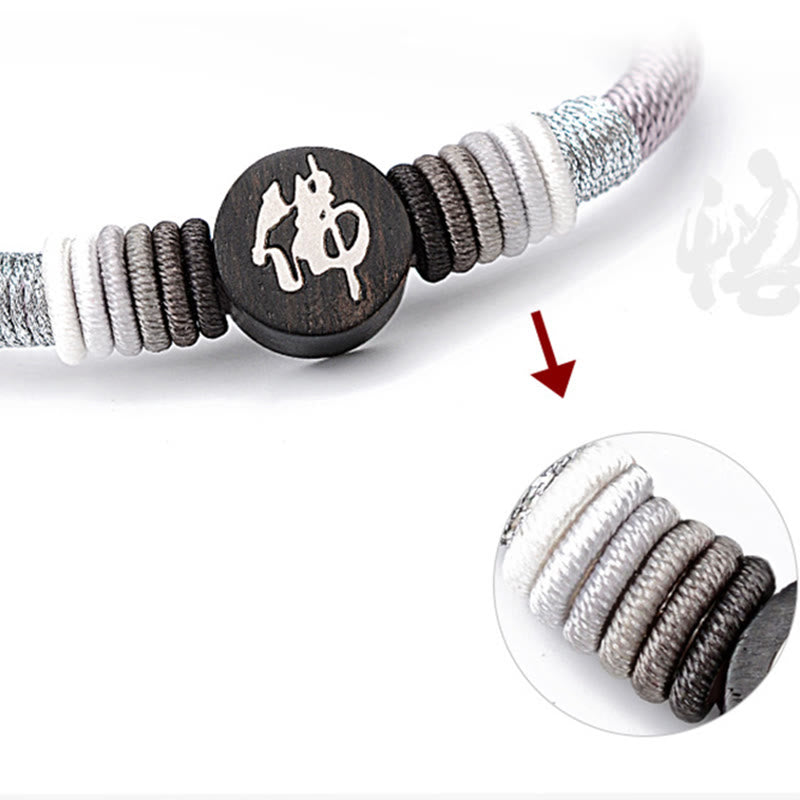 Buddha Character Ebony Handcrafted Rope Bracelet - Image 8