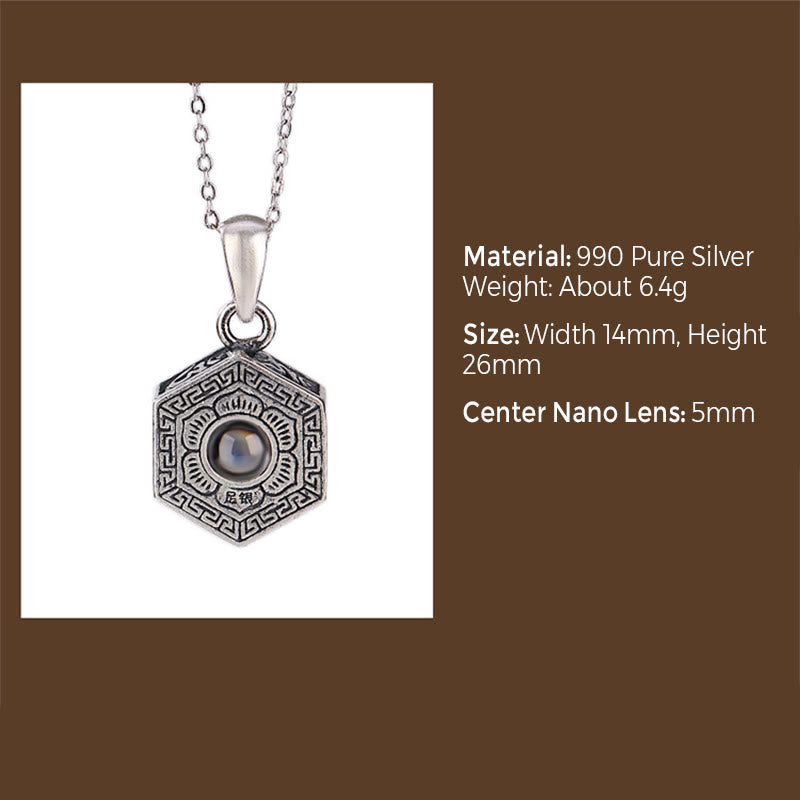 990 Sterling Silver Tibetan Om Mani Padme Hum Lotus Love Projection Necklace Pendant - Image 9