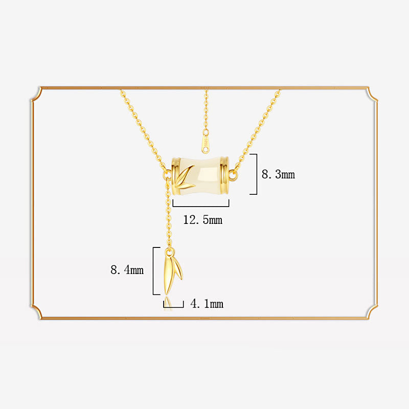 925 Sterling Silver 22K Gold Hetian White Jade Bamboo Leaf Luck Necklace Pendant Bracelet - Image 6