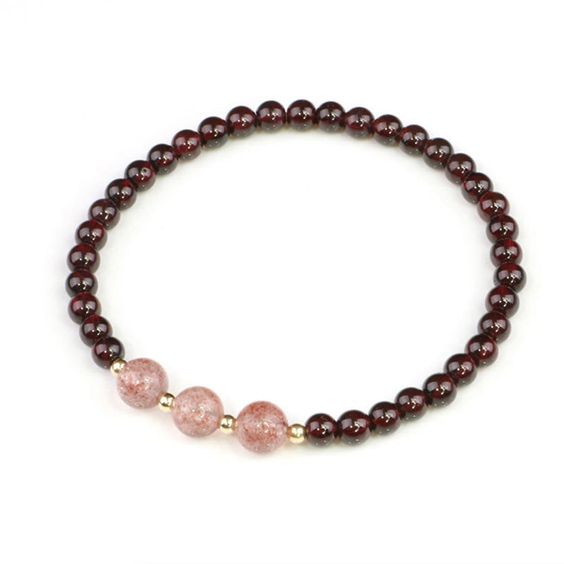 Natural Garnet Strawberry Quartz Calm Bracelet - Image 10