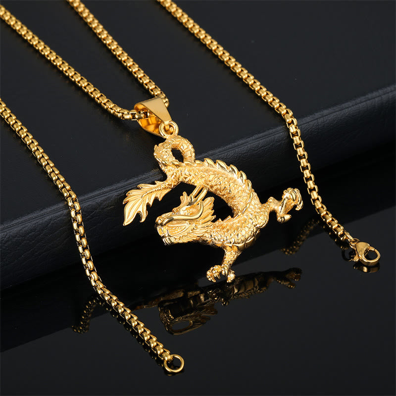 Dancing Dragon Pattern Luck Necklace Pendant - Image 3