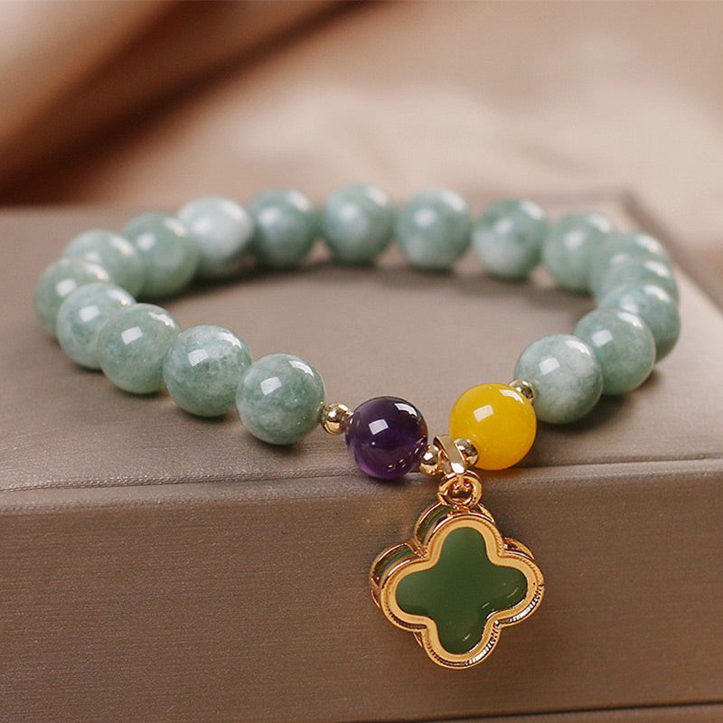 Jade Four Leaf Clover Luck Bracelet