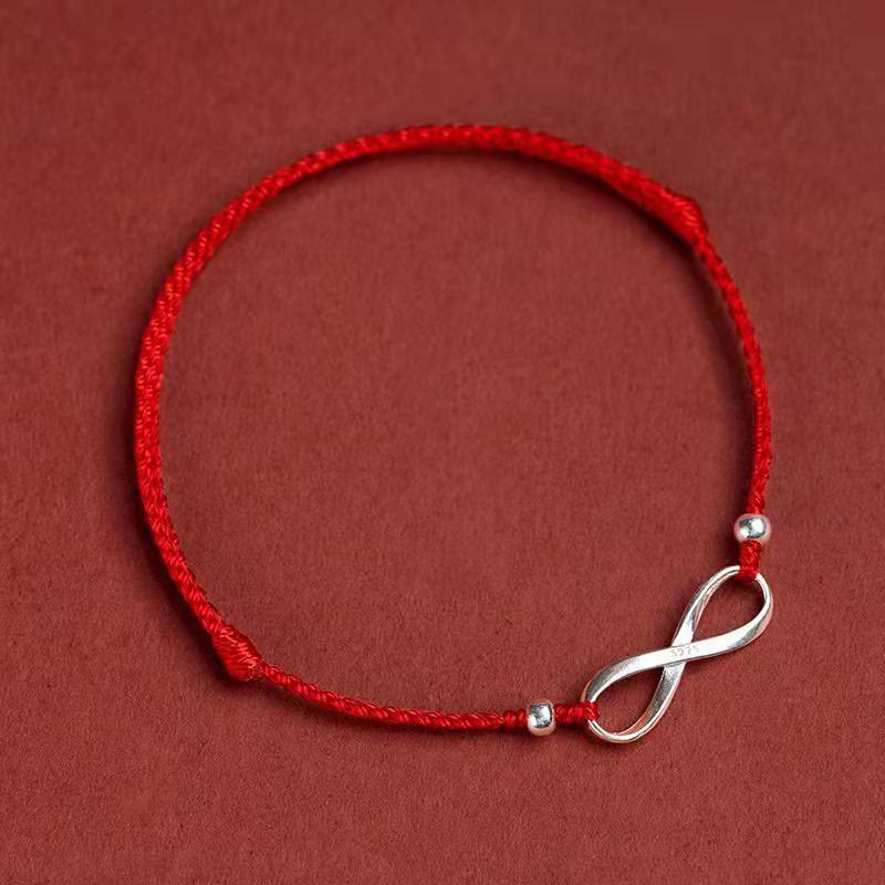 925 Sterling Silver Endless Knot Protection Luck Red String Bracelet Anklet - Image 6