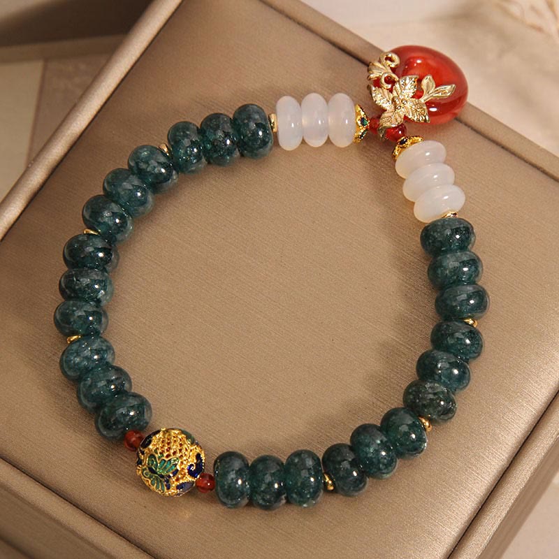 Jade White Agate Red Agate Peace Buckle Abacus Beads Luck Bracelet - Image 7