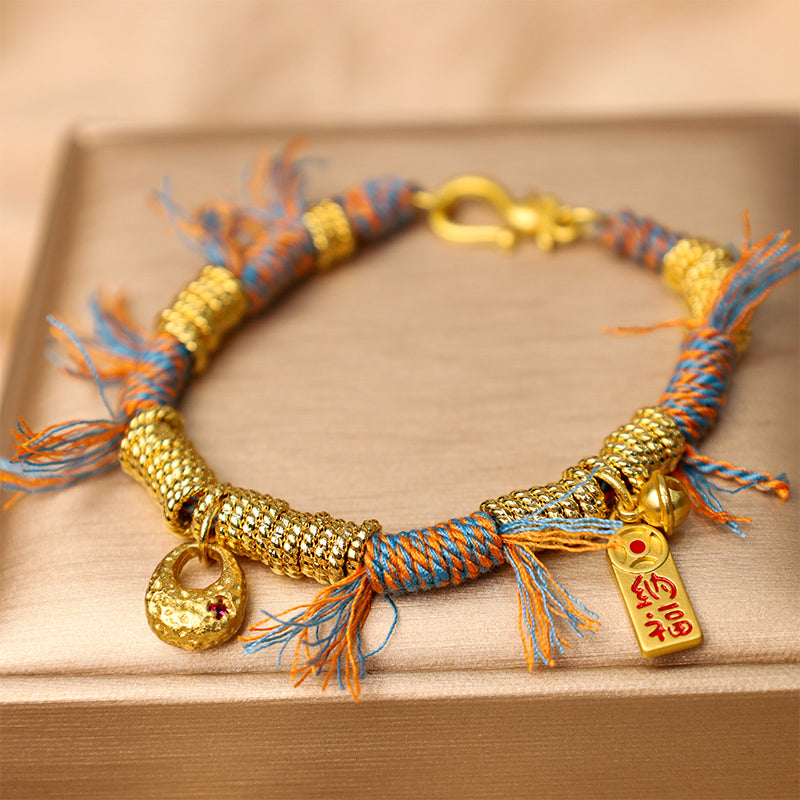 Handmade Tibetan Lucky Fortune Multicolored Rope Braid Bracelet
