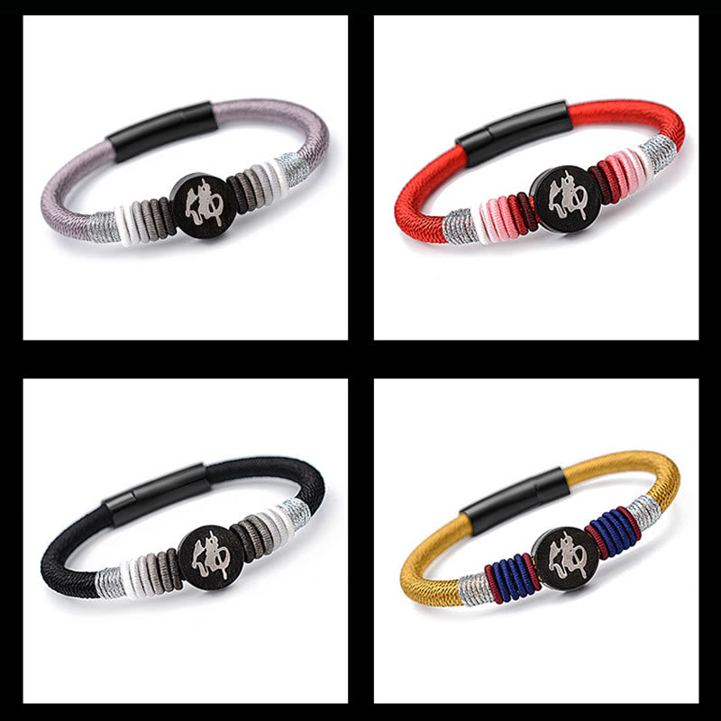 Buddha Character Ebony Handcrafted Rope Bracelet - Image 22