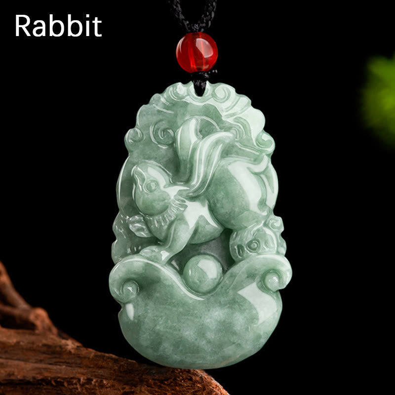 Natural Green Jade 12 Chinese Zodiac Luck Prosperity Necklace Pendant - Image 14