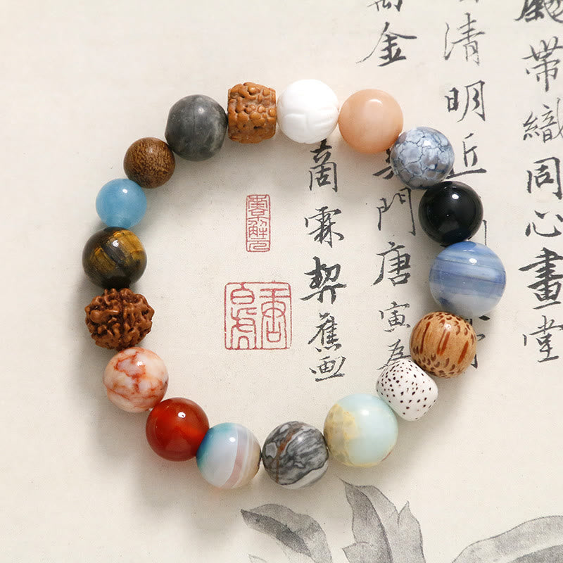 Natural Bodhi Seed Crystal Stone Agate Keep Away Evil Spirits Bracelet - Image 5