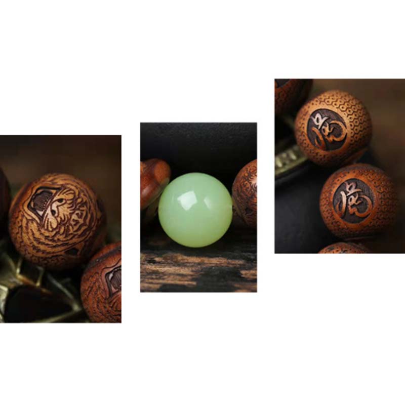 Tibetan Rosewood Engraving Tiger Protection Bracelet - Image 8